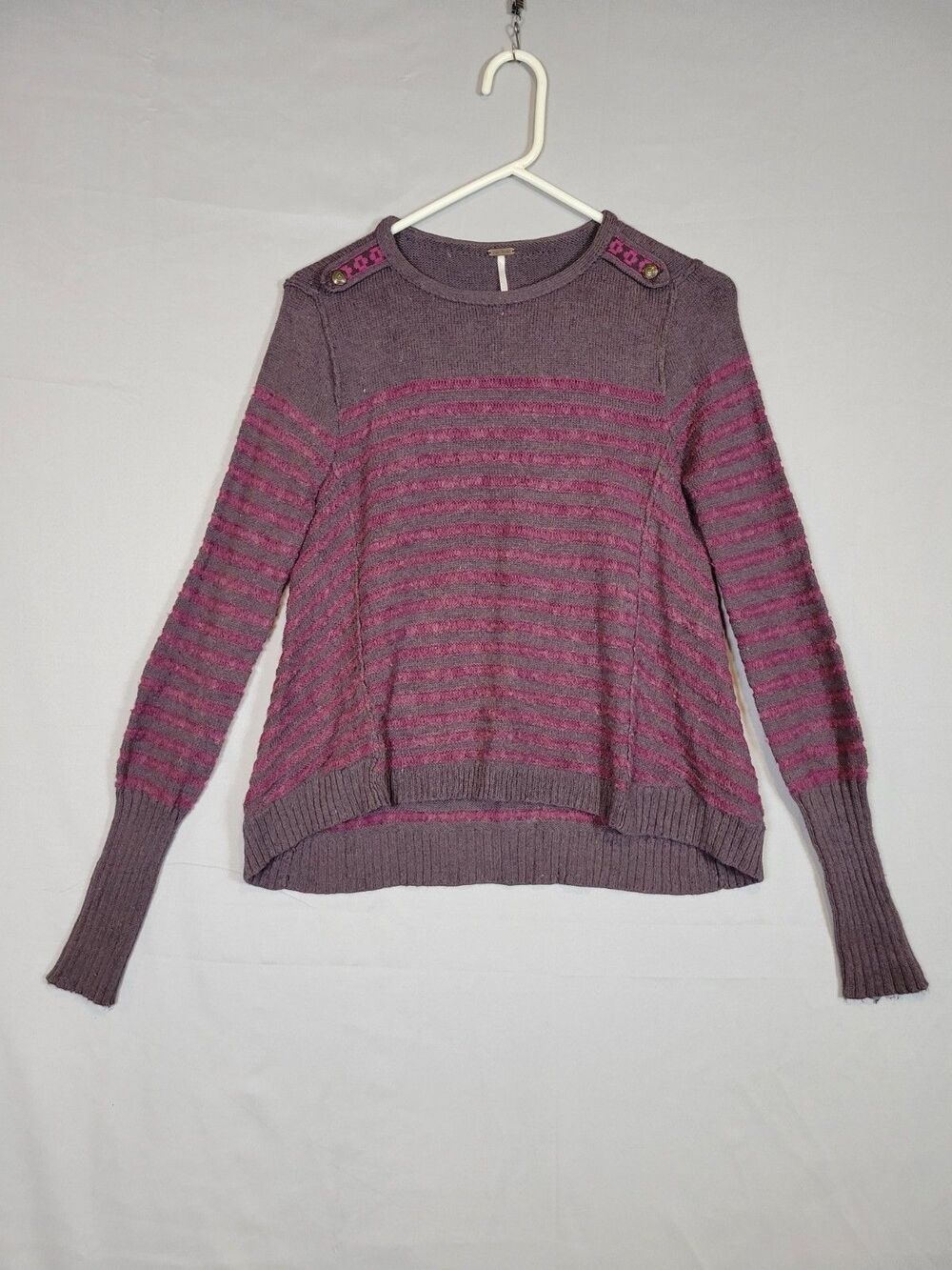 Free People Sweater Womens Small Striped Wool Angora Blend Oversized Casual